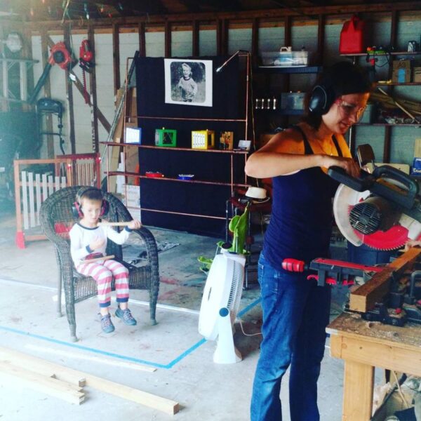 Sasha Working in garage_Maroon Oak