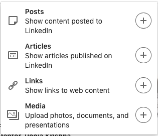 Share feature on your linkedin profile