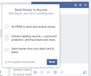 Facebook Payment option on messenger window